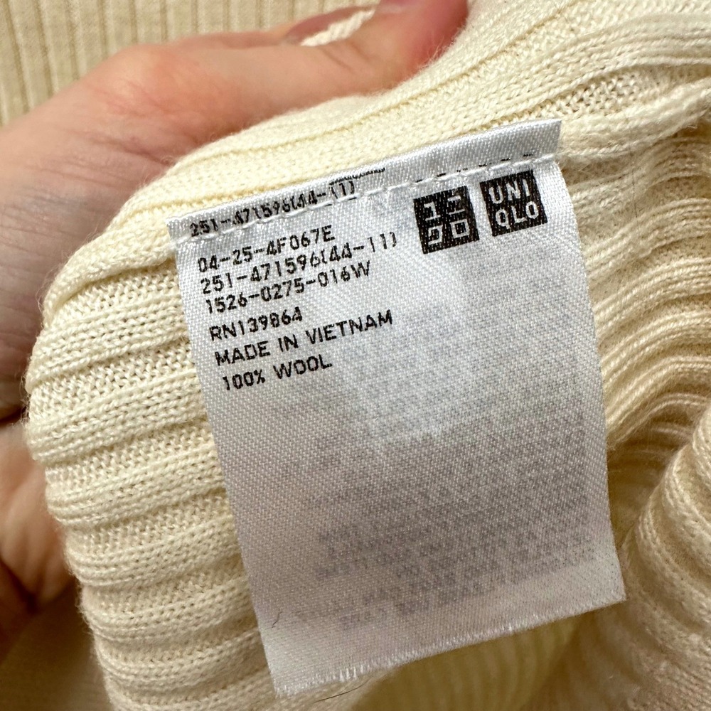 Uniqulo Wool Ribbed Knit Sweater Cream M - Picture 4 of 5